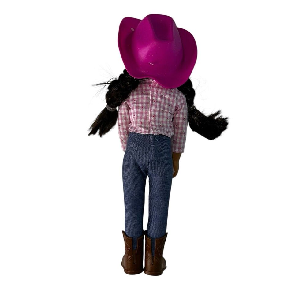 Cowgirl Doll Pink Plaid Shirt Blue Jeans Cowboy Hat Boots Western Play Toy Kid - Picture 2 of 11